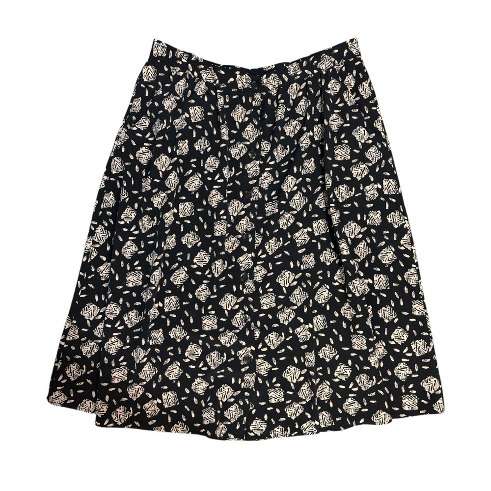 Chaus Black and White Midi A-line Skirt for Work